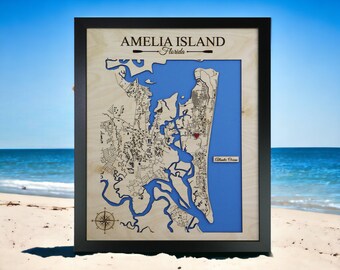 Custom Island Map | Custom Island 3D Map | Nautical Decor | Island house Decor | Beach map | Wedding gift | Wood Lake Map