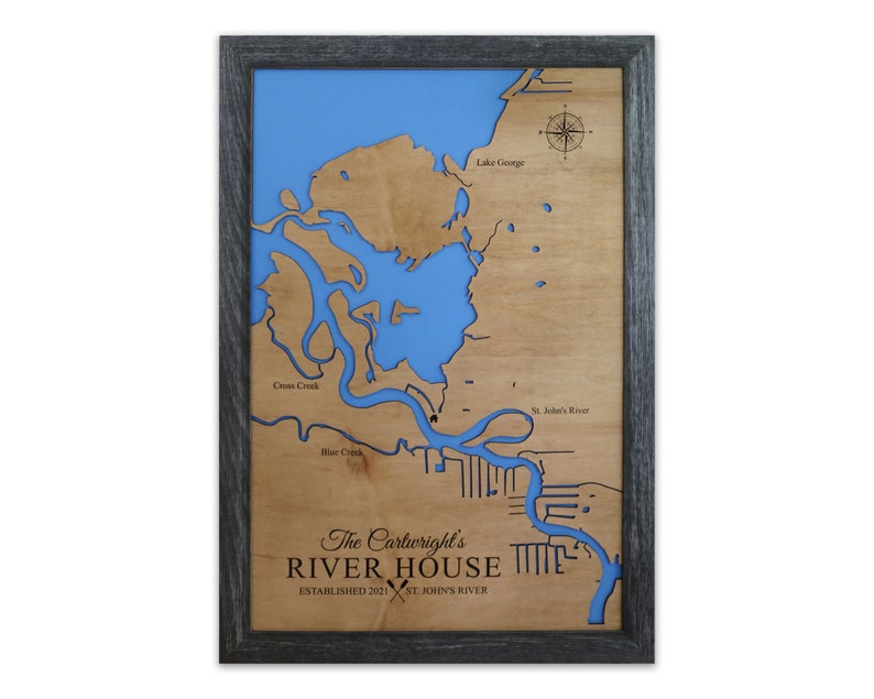 Сustom River Map, State Map Art, State Art, Vintage Map State Print, Any river or lake image 7