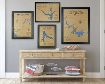 Custom Lake Map Personalized Lake House Decor Lake House Sign Mens Gift  Lake House Wall Art