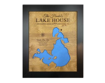 Summit Lake or any lake - Lake House Decor - Wall Decor -Customer Wood Map Sign- Lake Art - 3D Wall Art - Wood Maps