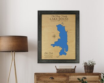 Flat Head Lake Map MT, Lake Art Custom Wood Maps, Lake House Art, Lake Map Print Of Any Lake