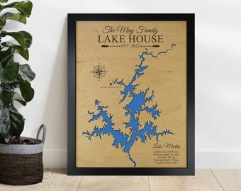 Lake Martin Alabama - Lake House Decor - Wall Decor -Custom Wood Map Sign- Lake Art - 3D Wall Art - Wood Maps -Housewarming Gift