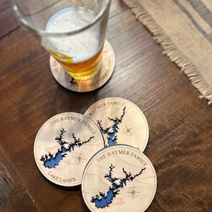 Lake House Decor coasters, Personalized Wood Coasters, 3D Lake Depth, Christmas Gift, Housewarming image 5