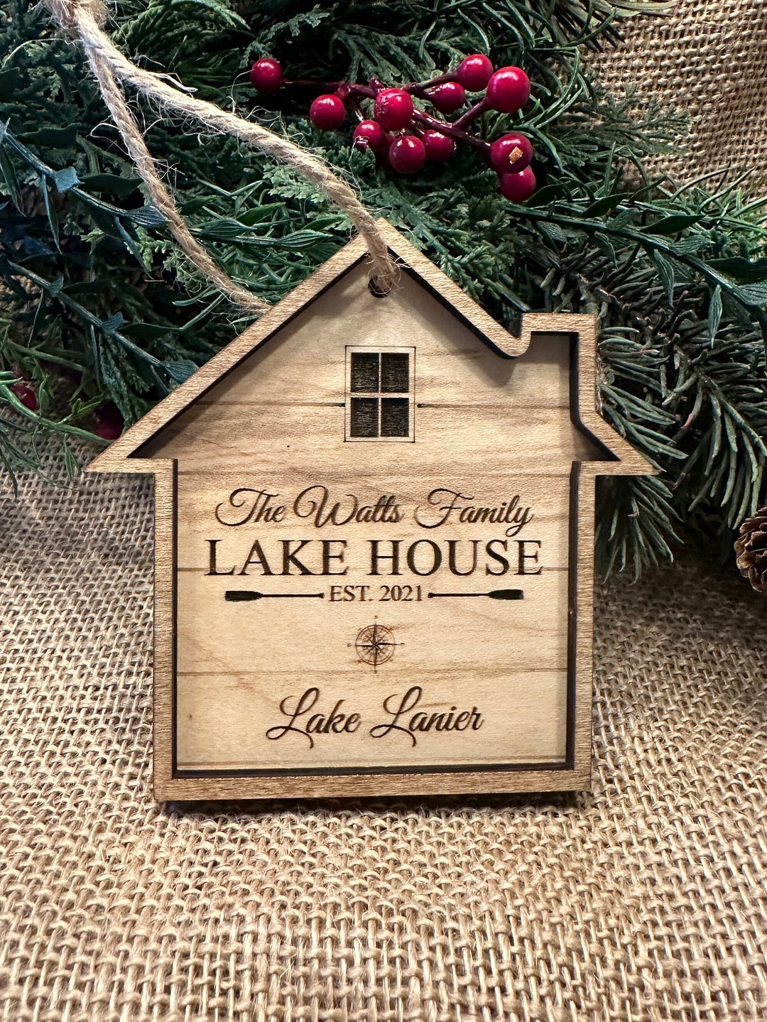 Lake House Christmas Ornament Personalized Lakehouse Etsy