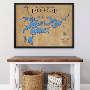 Lake House Decor, Personalized, Sign, Custom Lake Map, Cabin Lake Map, Family Cabin Art, Lake House Wall Art image 6