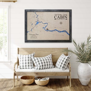 Сustom River Map, State Map Art, State Art, Vintage Map State Print, Any river or lake image 2