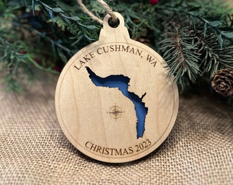 3D Lake Depth Map Christmas ornament, Personalized Lakehouse Ornaments, Christmas, Lake House Decor, Christmas Gift, House Warming Gift