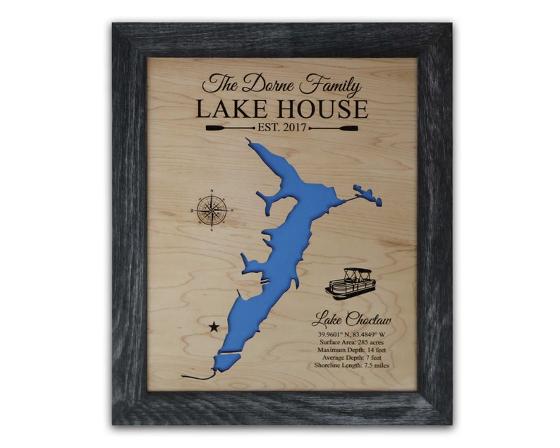 Lake House Decor Gift Map Wood Sign Personalized Any Etsy
