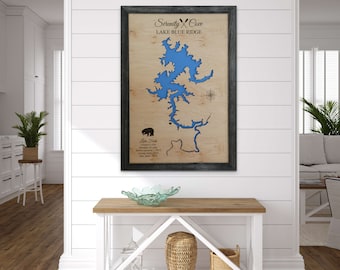 Lake Map, Custom, Wood, Lake Lanier, Georgia, Gift, Lake house