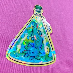 Lava Lamp Axolotl: Holographic Vinyl Sticker