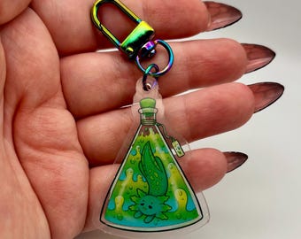 Lava Lamp Axolotl: 2 inch double sided acrylic keychain