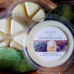 Wax Melts, Pineapple Sage, Tropical Fruit Scent, Soy Wax, Spring Scent