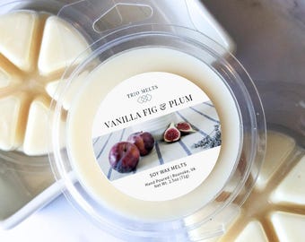 Higo y Ciruela con Vainilla / Pastillas de Cera de Soja / Aroma Dulce y Cálido / Vertido a Mano