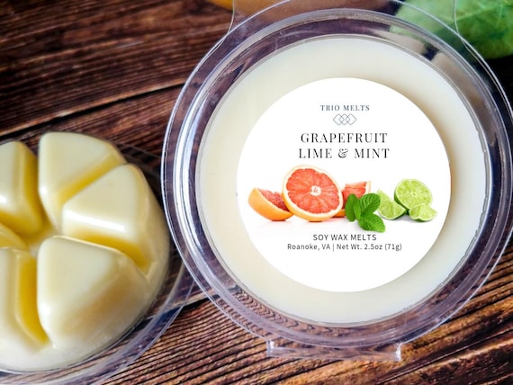 Grapefruit Lime Mint, Citrus, Wax Melt for Warmers, Uplifting, Refreshing Scent