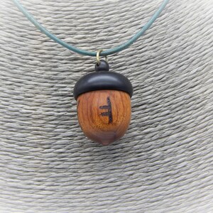 Wooden Acorn Locket, amulet pendant. Plain or marked with the Ogham Oak symbol, Runes (Futhark) or custom,on adjustable neck cord UK deliver