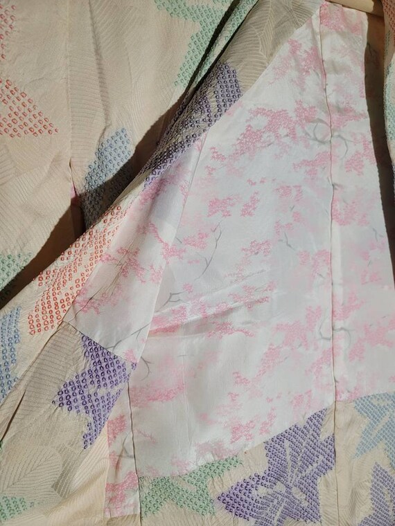 Vintage Haori Kimono Shibori Silk Showa Multicolo… - image 3