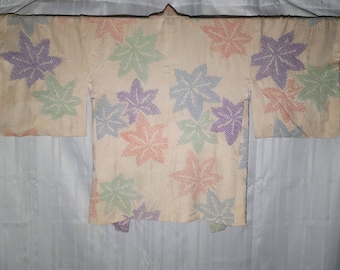 Vintage Haori Kimono Shibori Silk Showa Multicolor US Seller