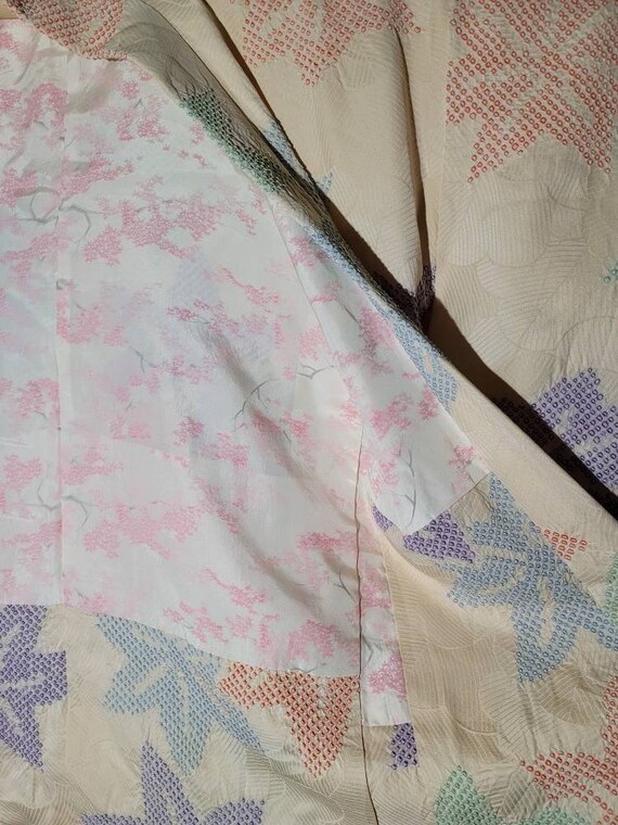 Vintage Haori Kimono Shibori Silk Showa Multicolo… - image 4