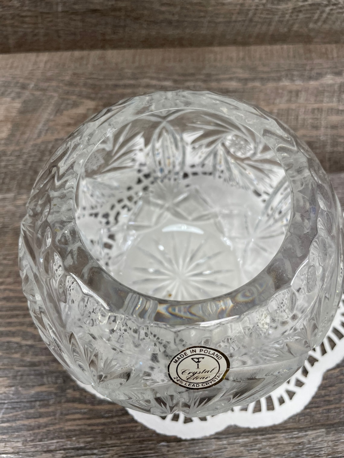 Rose Bowl Lead Crystal Made in Poland Vintage wedding gift Etsy