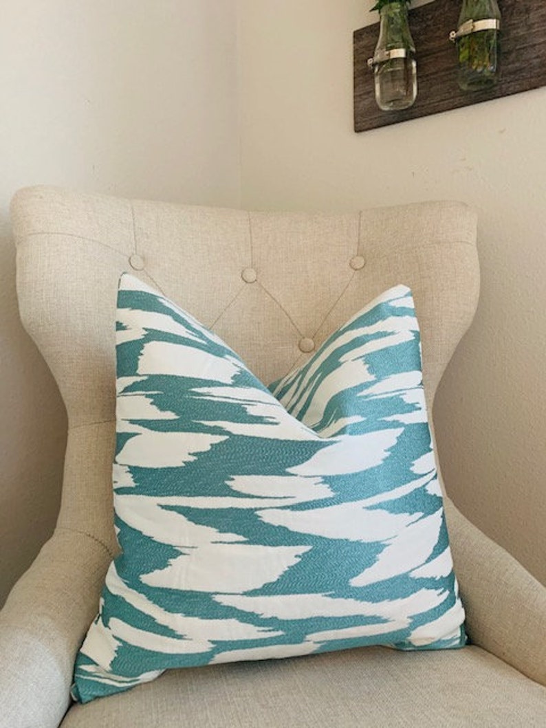 Teal Ikat Designer Pillow Cover18x18 Etsy