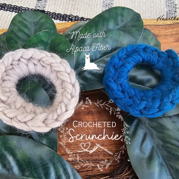 Alpaca Scrunchie, Crocheted Hair Tie, Single Pack