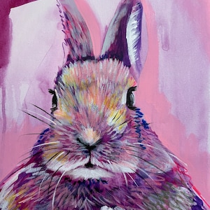 Conejo rosa pintura amante de los animales