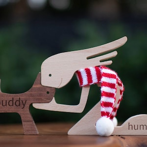 Girl and Cat | Small Dog - Wooden Pet Decor Sculpture. Perfect Pet Lover Holiday Gift. Free Shipping Included.