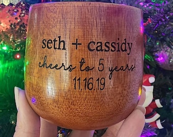 Customizable Wooden Whiskey Cup, Personalized Bourbon Gift