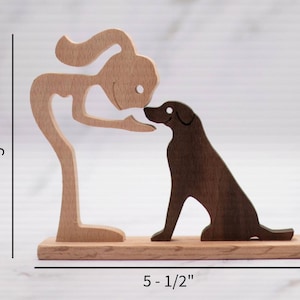 Personalized Girl and Dog Wooden Figurine. Ornament Decoration. Free Shipping!