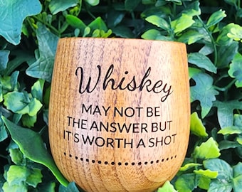Engraved Wooden Whiskey Cup: Personalized Wine & Tea Gift