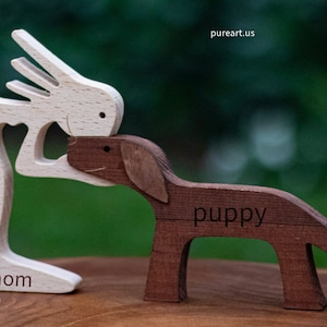 Personalized Girl and Dog Wooden Figurine - Ornament Decoration. Pet Appreciation Gift. Free Shipping.