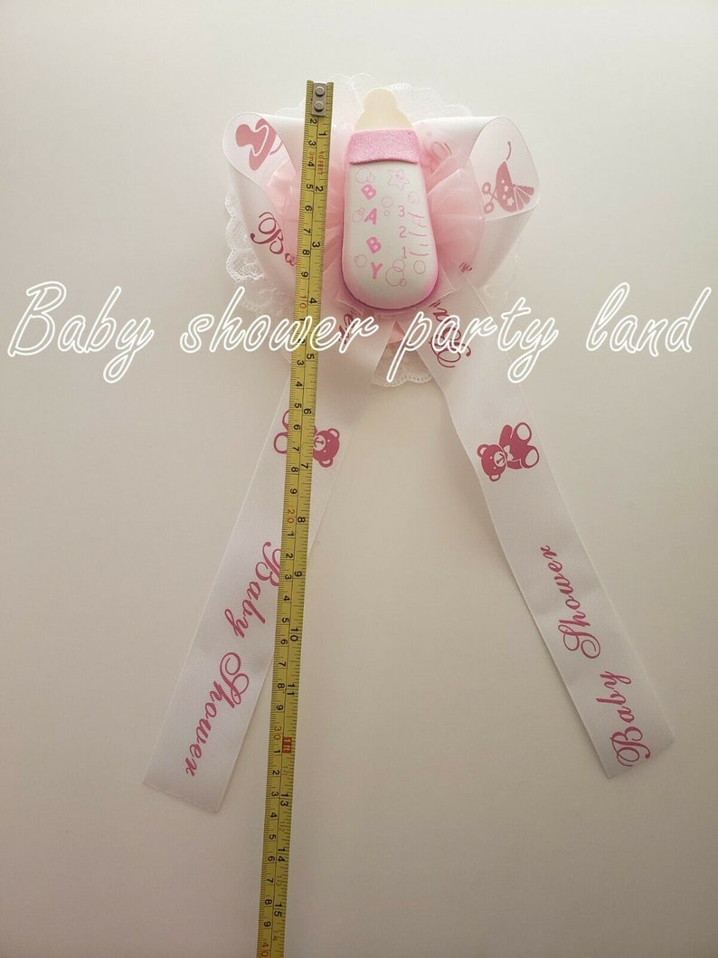 Welcome Baby Shower Mom To Be It/'s a Girl Sash Pink Bottle Ribbon and Corsage