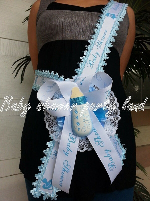  Blue It's a Boy Sash and It's a Boy Corsage Baby