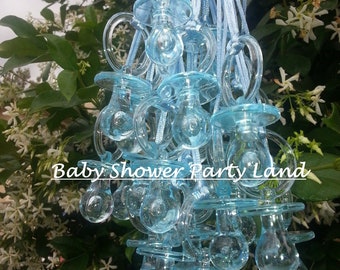 Baby Shower Decoration | A set of 12 Pacifiers Necklace | Game Prizes Favors | Color Blue | It's a Boy