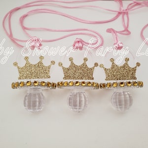 Princess Pacifier Necklace – Pink, Handcrafted Baby Shower Favors, Prizes & Decorations For Girl