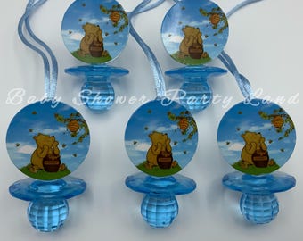 Baby Shower Winnie the pooh Theme | A set of 12 Blue Diamond Cut Pacifier Necklaces Favors | It's a boy | Prize | Baby Shower Decorations