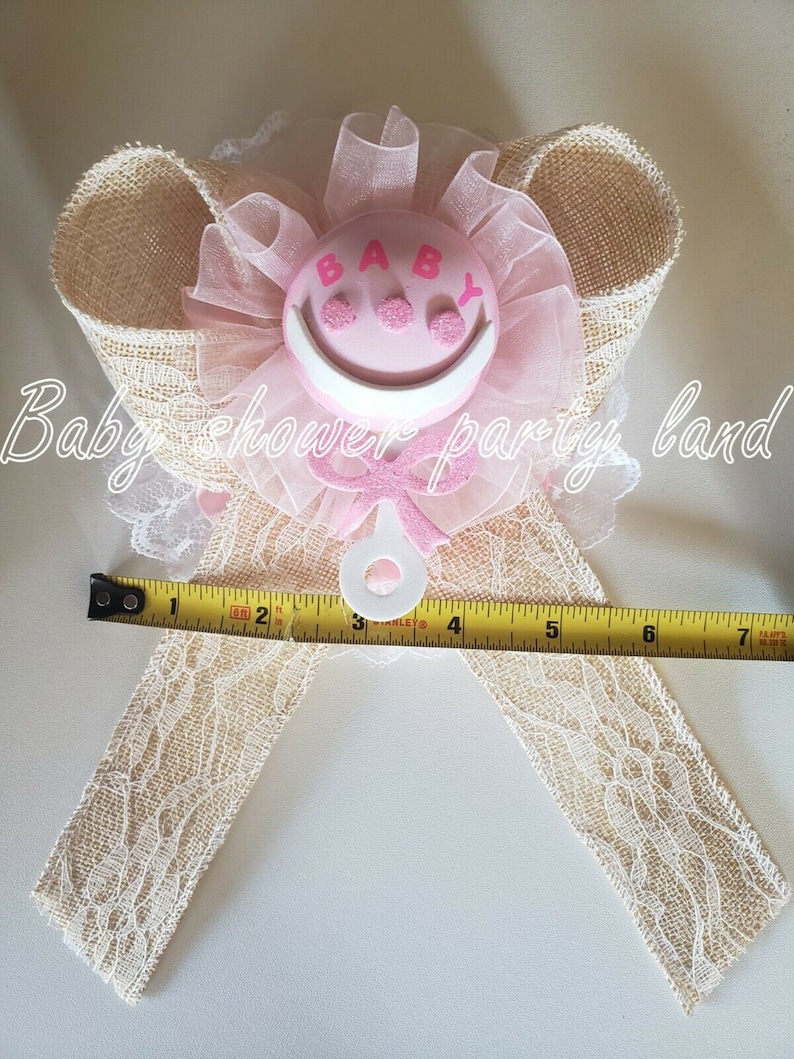 Baby Shower decoration for girl Mom To Be It/'s a Girl Sash Pink With Rattle Ribbon and Corsage