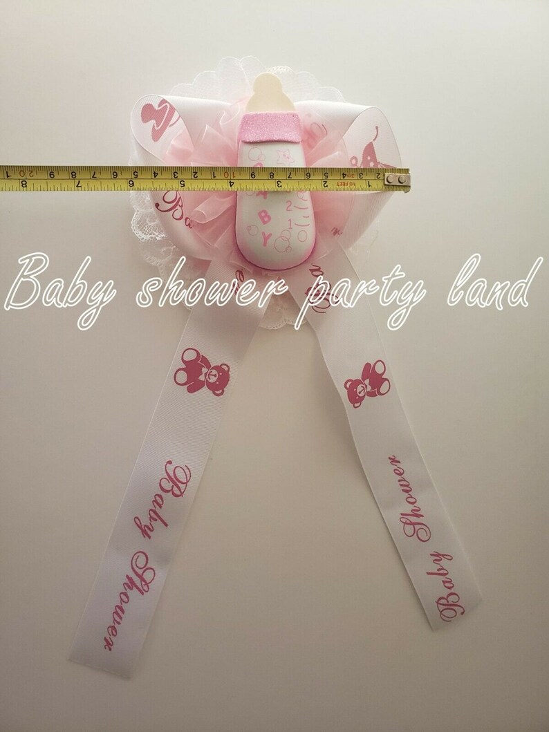 Welcome Baby Shower Mom To Be It/'s a Girl Sash Pink Bottle Ribbon and Corsage