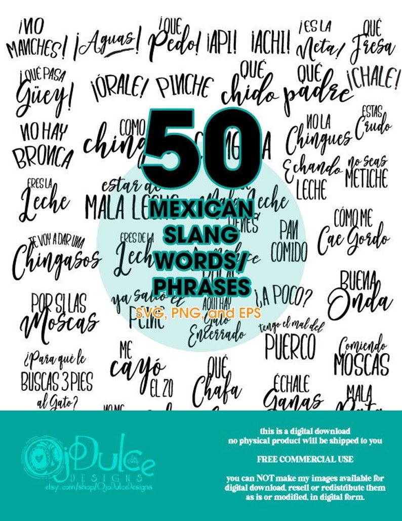 Mexican Slang Words/phrases Digital Download SVG PNG EPS Etsy