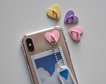 Gancho de teléfono de corazón adhesivo para amuletos de teléfono, gancho de teléfono de teléfono, gancho de teléfono de estilo coreano, soporte de encanto, gancho de teléfono adhesivo