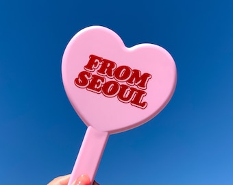 Espejo estético rosa, espejo de estilo coreano, espejo en forma de corazón, espejo de mano de corazón