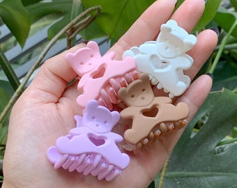 Clip de garra de oso de peluche, clip de pelo, clip de garra de estilo coreano, clip de pelo lindo, clip de garra pastel