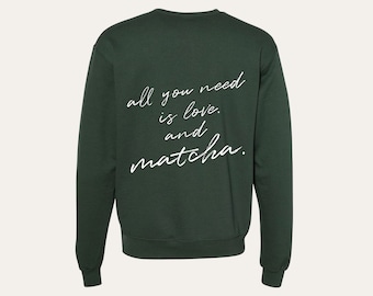 Matcha Champion cuello redondo, Campeón cuello redondo, Sudaderas unisex de cuello redondo, ropa de estilo coreano, moda coreana