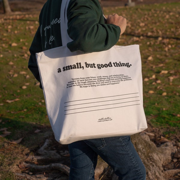 Large white tote bag, Korean style tote bag, Canvas tote bag, White tote bag, Large tote bag, Tote bag