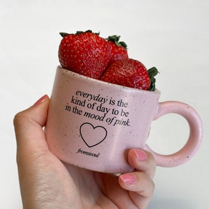 Pink small ceramic mug cup, pink aesthetic mug