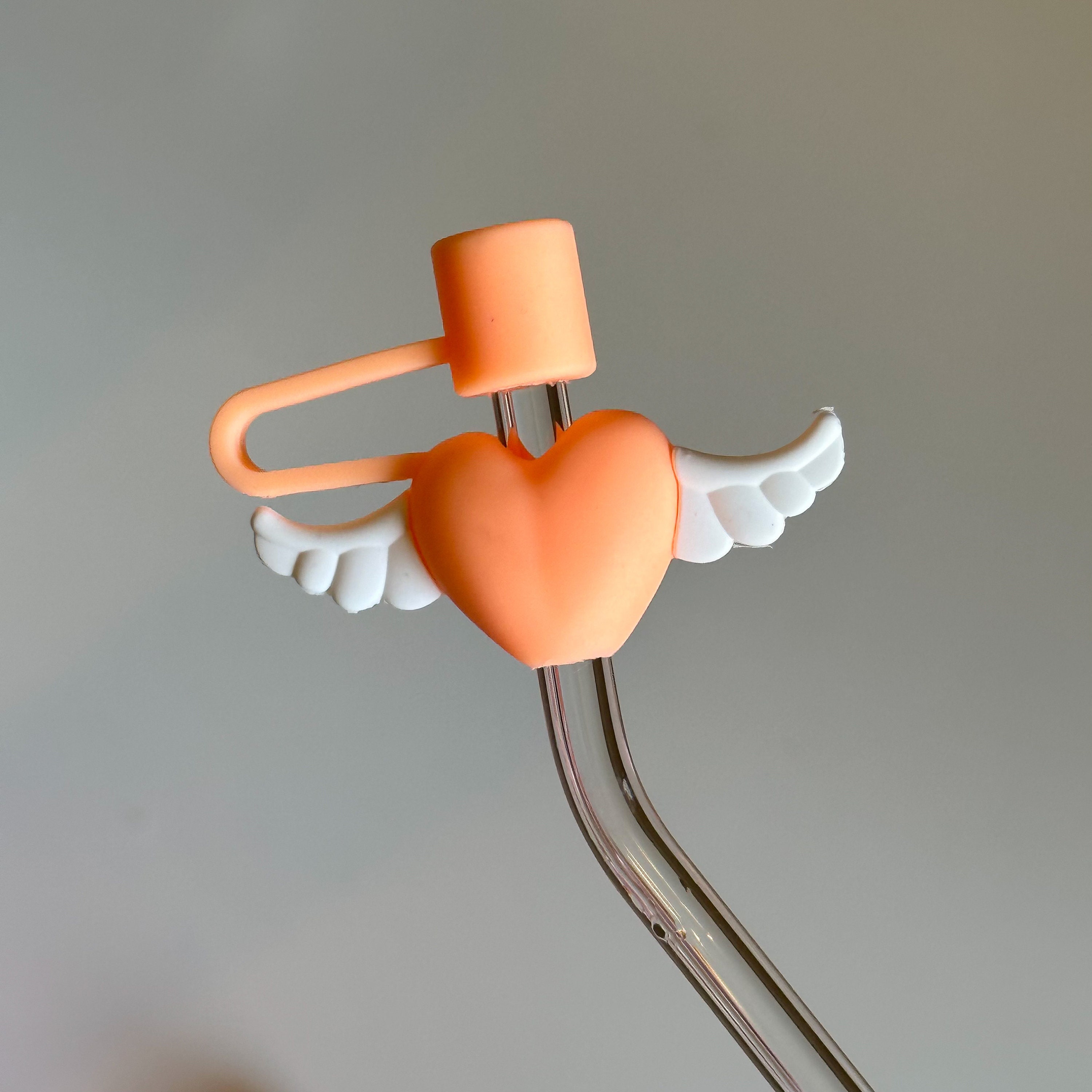 2pcs/set PVC Straw Cover, Cartoon Cute Heart Design Straw Cap For