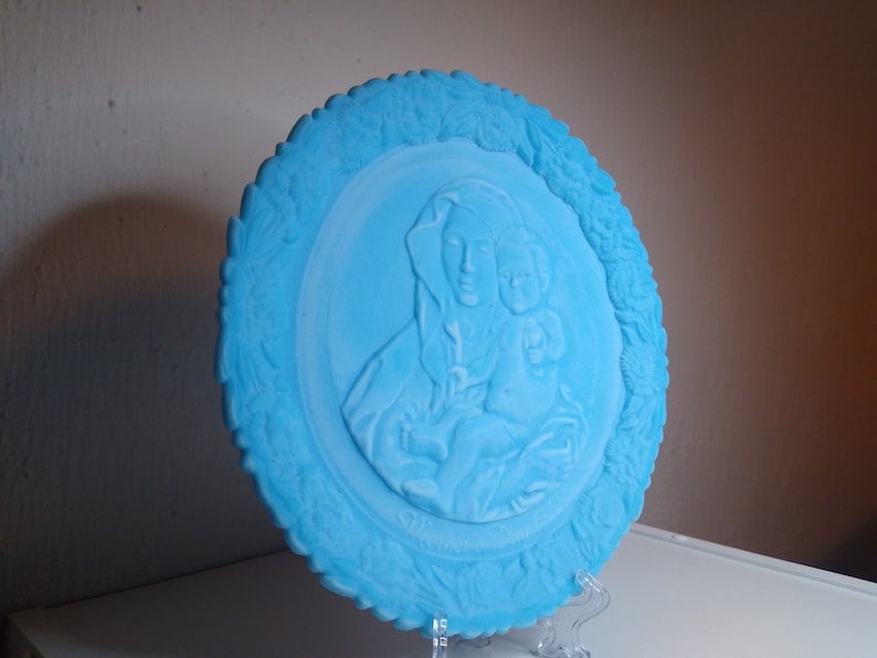 Vintage Fenton Mother/'s Day 1972 Blue Satin Collectible Plate