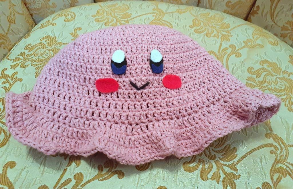 Kirby Bucket Hat - Handmade Crochet Bucket Hat, Kirby Hat