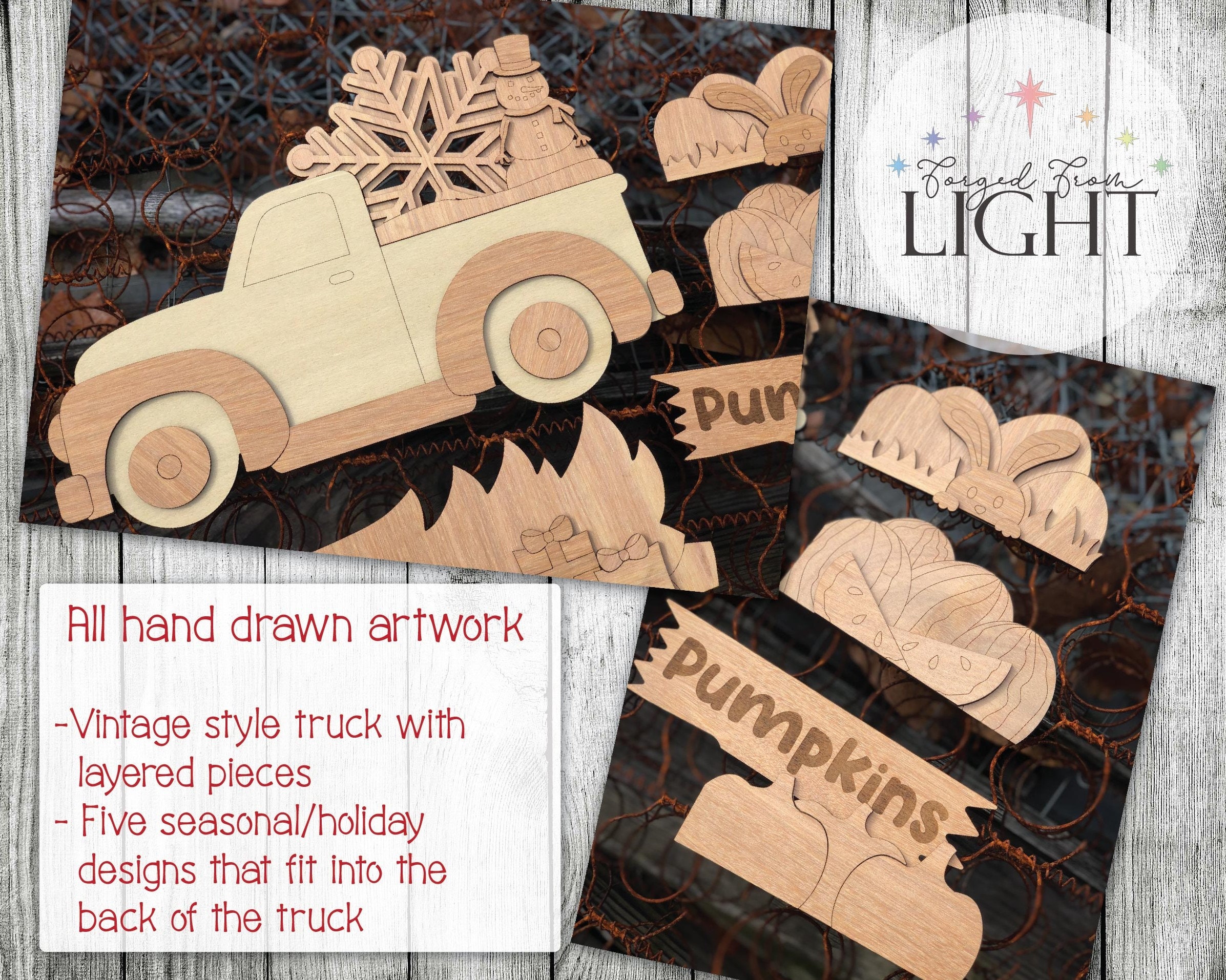 Interchangeable Truck - SVG Glowforge Laser Friendly File - Layered ...