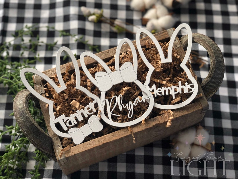 Download Easter Bunny Basket Tag SVG Glowforge Laser File Ready to ...